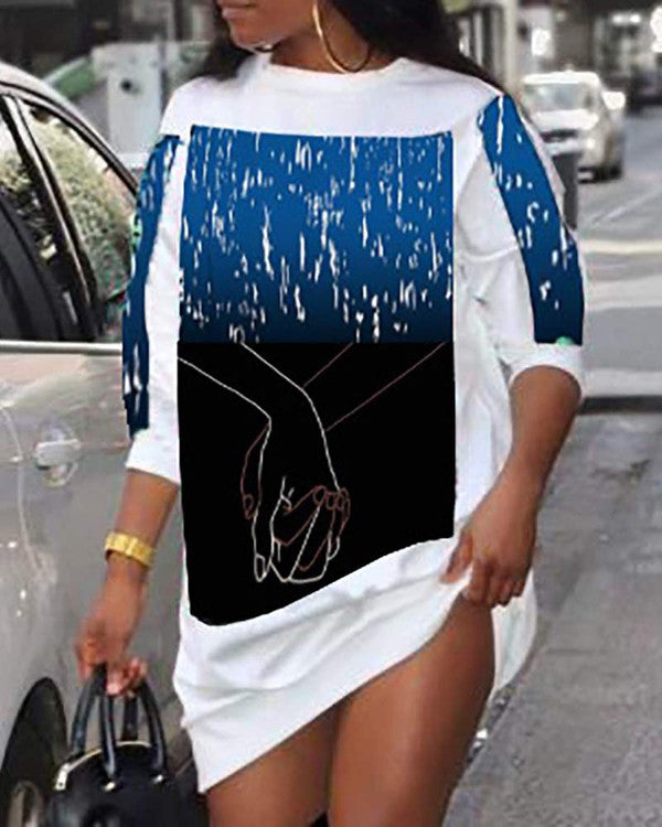 MIDI GRAPHIC T-SHIRT DRESS (PLUS) – Black Melrose