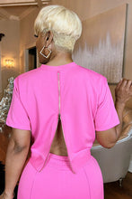 SHORT SLEEVE ZIPPER BACK TRACKSUIT (PINK)