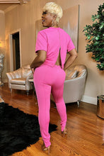 SHORT SLEEVE ZIPPER BACK TRACKSUIT (PINK)
