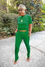 SHORT SLEEVE ZIPPER BACK TRACKSUIT (KELLY GREEN)