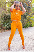 SHORT SLEEVE ZIPPER BACK TRACKSUIT (ORANGE)