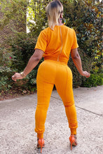 SHORT SLEEVE ZIPPER BACK TRACKSUIT (ORANGE)